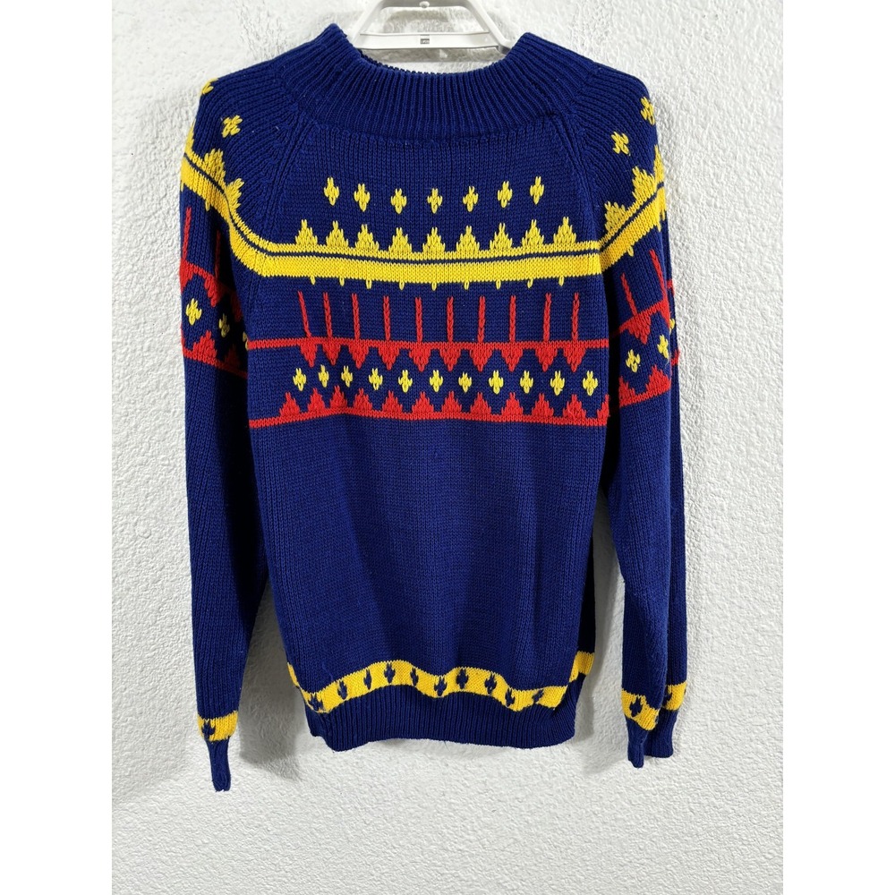Vintageโ Cote d' Azur Sweater Womens Small Blue Nordic Fair Isle Knit Retro 80s